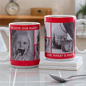 Photo Personalized Large Coffee Mugs   Picture Perfect 4 Photo Collage