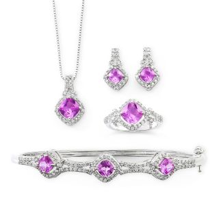 Pink Sapphire & Cubic Zirconia 4 pc. Boxed Jewelry Set, White, Womens