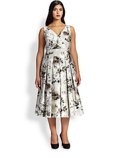 Marina Rinaldi, Sizes 14 24 Dieresi Floral Print Dress   Light Grey