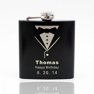 Personalized Black Stainless Steel 6 oz Flask