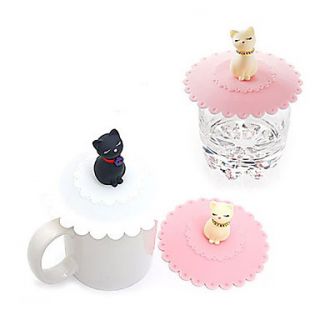 Cat Pattern Silicone Bowl Cover Cup Lid (Random Colors)