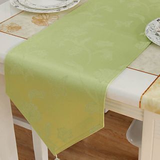 Classic Polyester Jacquard Green Floral Table Runners