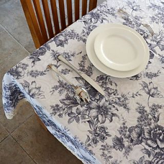 Floral Pattern Poly / Cotton Blend Table Cloth