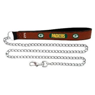 Green Bay Packers Football Leather 3.5mm Chain Leash   L