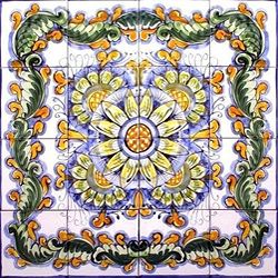 Kotiba Design 16 tile Ceramic Mosaic Medallion