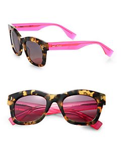 Fendi Colorblock Square Acetate Sunglasses   Havana Pink