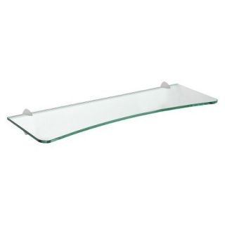 Wall Shelf Concave Clear Glass Shelf With Silver Ara Supports   31.5
