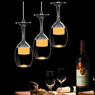 3Wx3 LED Light Cup Chandelier Light Wineglass Pendant Lamp for Living Room Bar Saloon Dining Room