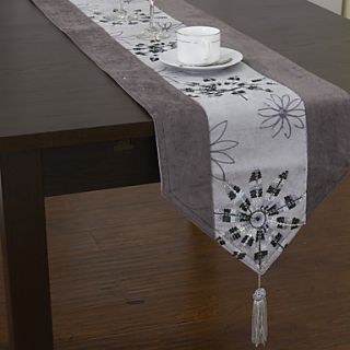 Classic Piece Dye Embroidery Floral Polyester Table Runners