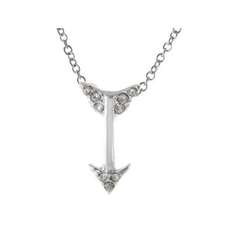Bridge Jewelry Crystal Accent Arrow Fashion Pendant Silver Plated