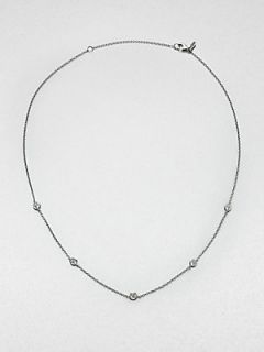 MIJA White Sapphire Chain Necklace   White Gold Silver