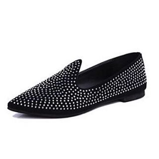 Suede Womens Flat Heel Comfort Loafers with Rhinestone Shoes (More Colors)