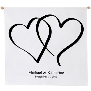 Heart Design Personalized Wedding Banner, Black