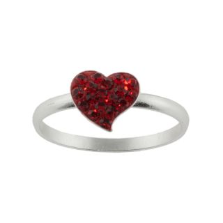 Bridge Jewelry Pure Silver Plated Red Crystal Heart Ring