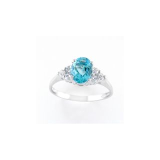 Bridge Jewelry Silver Tone Oval Blue Stone Ring, Size 9