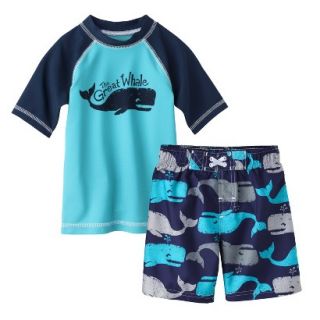 Circo Infant Toddler Boys Whale Rashguard and Swim Trunk Set   Blue 3T
