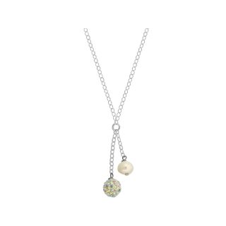 Bridge Jewelry Silver Plated Cultured Freshwater Pearl & Fireball Necklace