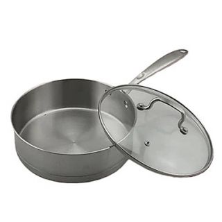 9.5 QT 3 Layer Stainless steel Sauté Pan with Glass Cover