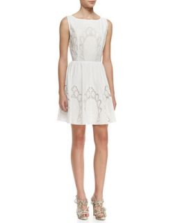 Womens Vinny Embroidered Cotton Party Dress   Alice + Olivia