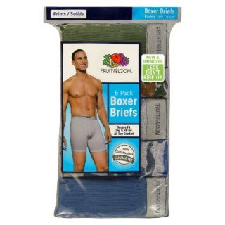 Fruit of the Loom Mens 5 Pack Black and Gray Boxer Briefs   L