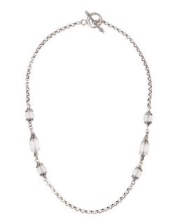 Iris Frosted Rock Crystal Bead Necklace, Silver