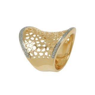 14K Gold Over Silver Diamond Accent Concave Ring, Womens