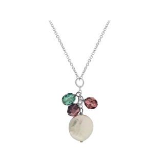 Bridge Jewelry Cultured Freshwater Coin Pearl & Multicolor Bead Cluster Pendant