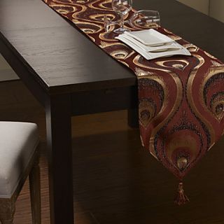 European Style Golden Poly Silk Red Jacquard Table Runners