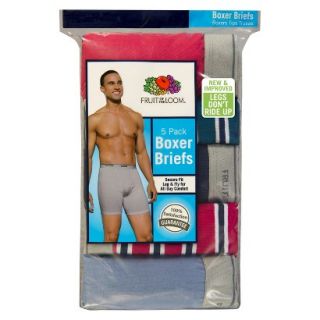 Fruit of the Loom Mens 5 Pack Stripe and Solid Boxer Briefs   XL
