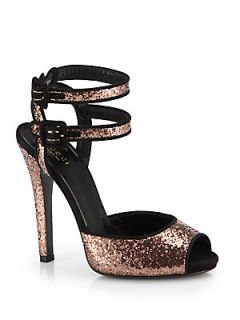 Gucci Mlode Glitter & Suede Sandals