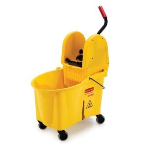 Rubbermaid Commercial Products 44 qt. WaveBrake Down Press Combo Mop Bucket and Wringer System, Yellow FG 7576 88 YEL