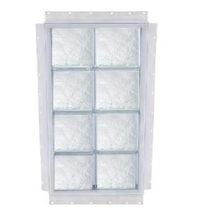 TAFCO WINDOWS NailUp 24 in. x 64 in. x 3 3/4 in. Ice Pattern Solid Glass Block New Construction Window with Vinyl Frame S2464DIA