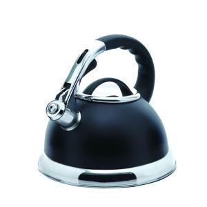 Creative Home Camille 12 Cup Tea Kettle with Stainless Steel in Opaque Black 77032