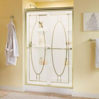 Delta Crestfield 47 3/8 in. x 70 in. Sliding Bypass Shower Door in Polished Brass with Frameless Varini Glass 159304