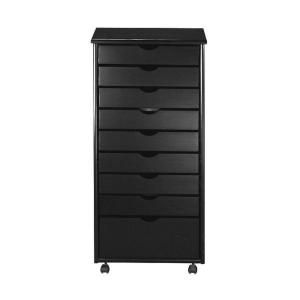 Home Decorators Collection Stanton 20 in. Black 9 Drawers Wide Storage Cart 0200610210
