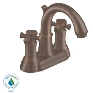 American Standard Portsmouth 4 in. 2 Handle Bathroom Faucet in Oil Rubbed Bronze with Cross Handles and Speed Connect Drain 7420.221.224
