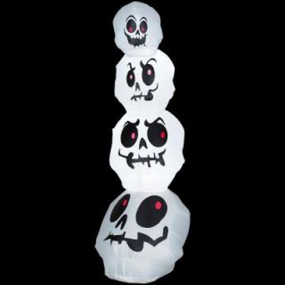 Home Accents Holiday 8 ft.   Airblown Lighted Stacked White Skulls 63376X