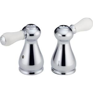 Delta Pair of Leland Lever Handles in Chrome with Porcelain Accent for 2 Handle Roman Tub Faucets H677