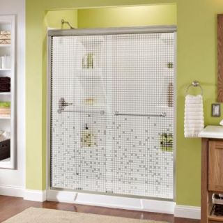 Delta Mandara 59 3/8 in. x 70 in. Sliding Bypass Shower Door in Brushed Nickel with Frameless Mozaic Glass 158874
