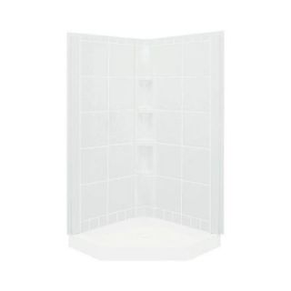 Sterling Plumbing Intrigue 40 1/4 in. x 40 1/4 in. x 80 1/8 in. Three Piece Direct to Stud Shower Wall Set in White 72044100 0