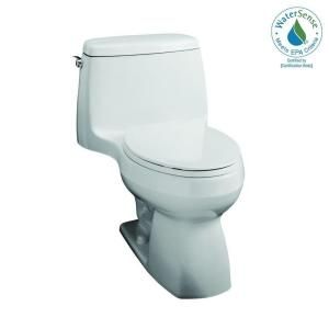 KOHLER Santa Rosa Comfort Height 1 piece 1.28 GPF Compact Elongated Toilet with AquaPiston Flush Technology in Ice Grey K 3810 95