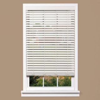 HOMEbasics White Cordless and Wandless 2 in. Faux Wood Blind, 64 in. Length (Price Varies by Size) FWCB3164