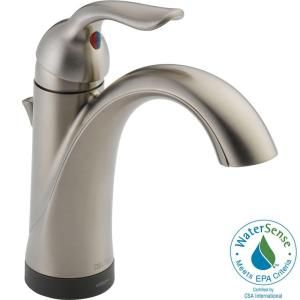 Delta Lahara Single Hole Single Handle Mid Arc Bathroom Faucet with Touch2O Technology in Brilliance Stainless 538T SS DST