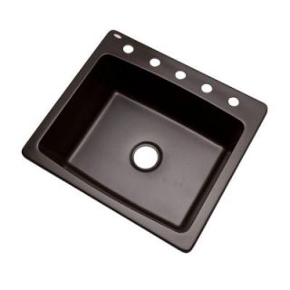 Mont Blanc Northbrook Drop in Composite Granite 25x22x9 5 Hole Single Bowl Kitchen Sink in Espresso 30590Q