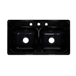 Lyons Industries Style J Top Mount Acrylic 33x19x9 3 Hole 50/50 Double Bowl Kitchen Sink in Black DKS22J 3.5