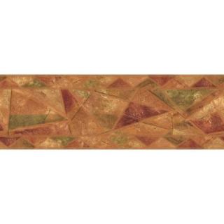The Wallpaper Company 6.88 in. x 15 ft. Orange and Green Earth Tone Geometric Style Border WC1280090
