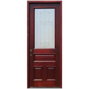 Pacific Entries Traditional 3/4 Lite Stained Mahogany Wood Entry Door with 8 ft. Height Series M62DBR 8
