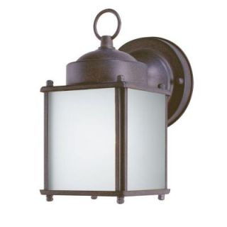 Westinghouse 1 Light Sienna Steel Exterior Wall Lantern with Dusk to Dawn Sensor and Frosted Glass Panels 6488300
