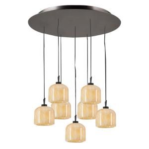 PLC Lighting 7 Light Oil Rubbed Bronze Pendant with Natural Onyx Glass CLI HD2827ORB