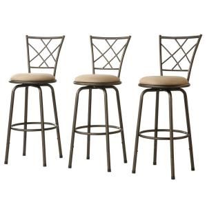 Home Decorators Collection Adjustable 24 in. H Quarter Cross Back Bar Stools (Set of 3) 40855C971W(3A)